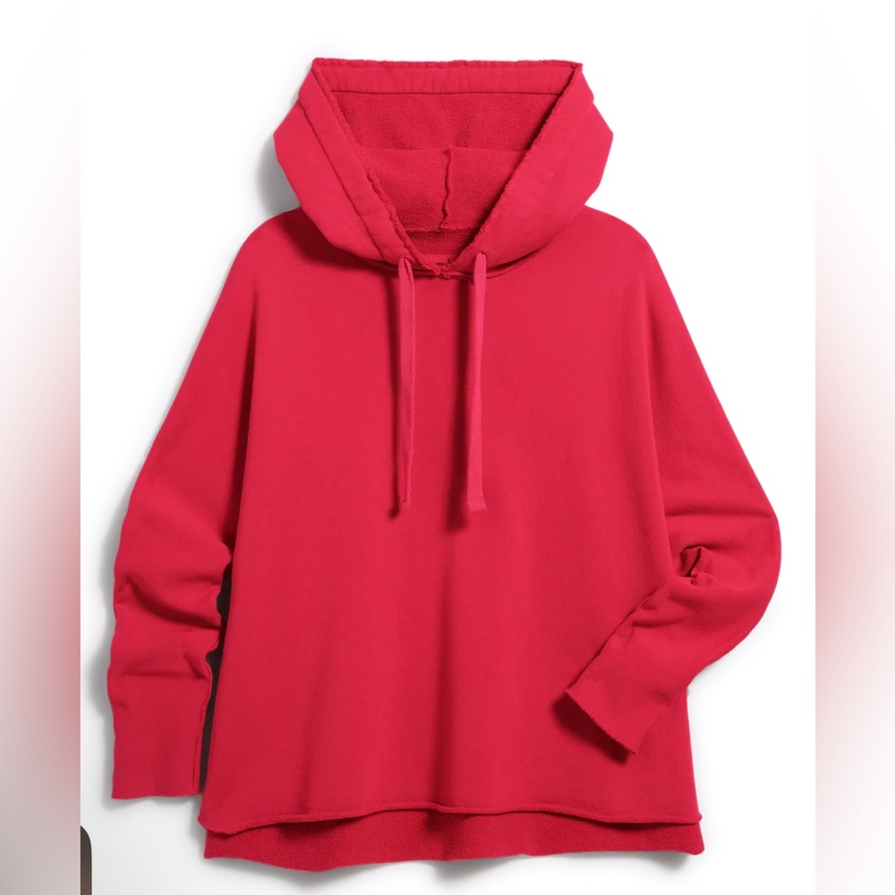 $248 Frank & Eileen - Kane Capelet triple fleece Hoodie Crimson XS RED damaged